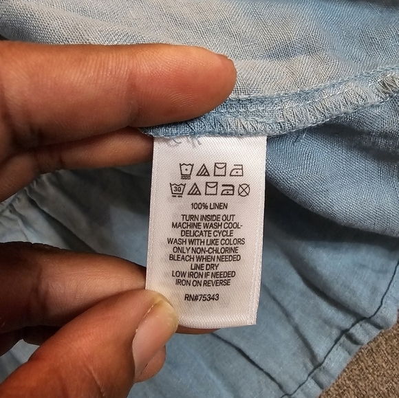 Cynthia Rowley Linen Light Blue Coastal Cottage Minimalist Lagen Midi Dress XS - Picture 4 of 6